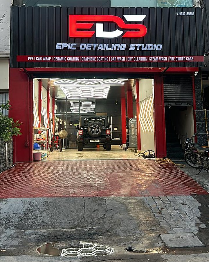 Epic Detailing Studio storefront at 179R Model Town, near Trio Cafe, Karnal